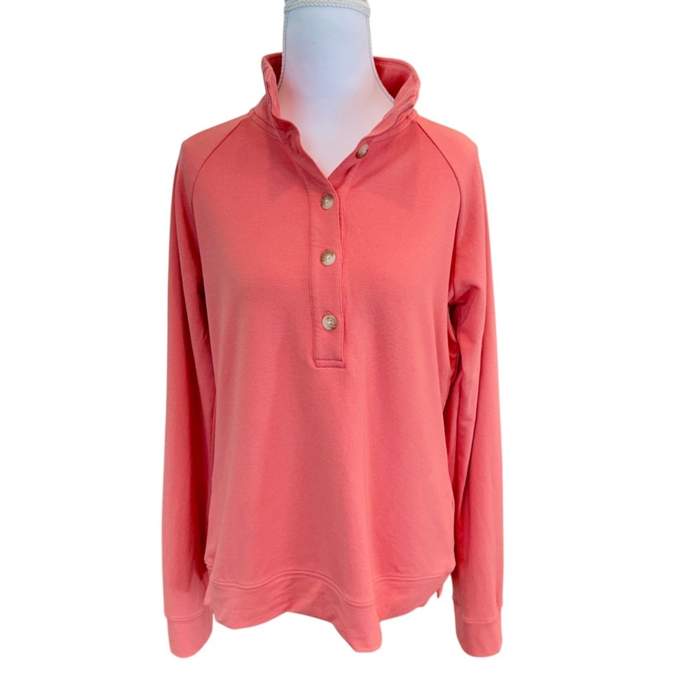 Renwick Womens Pullover Sweatshirt M Coral Golf Athleisure Resort Wear Preppy